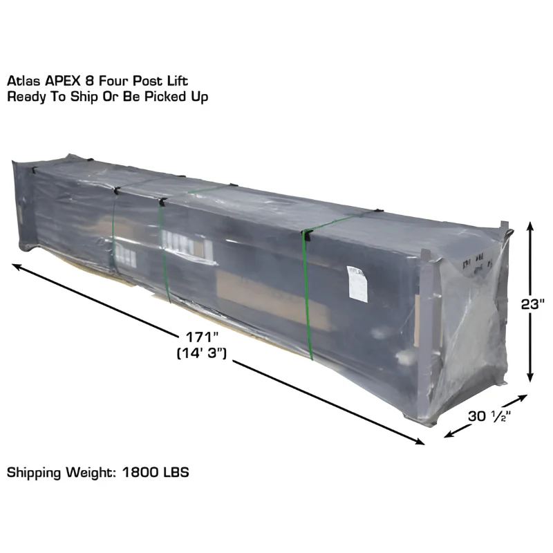 Atlas APEX8 ALI Certified 8,000 lb 4-Post Lift with Dual RJ35 Sliding Bridge Jacks Combo