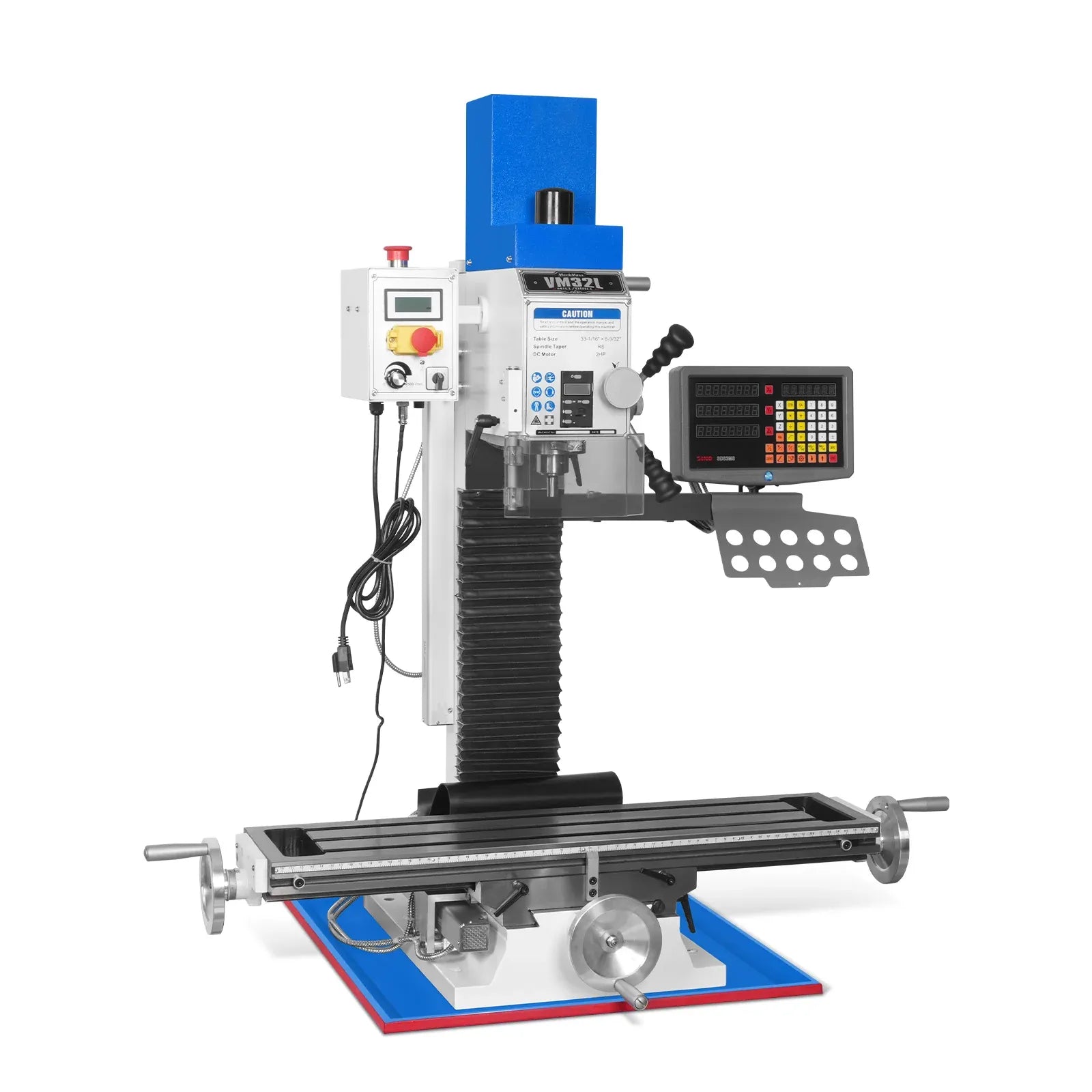 MechMaxx 8x33 Industrial Benchtop Mill Drill Machine with DRO, Model VM32LD
