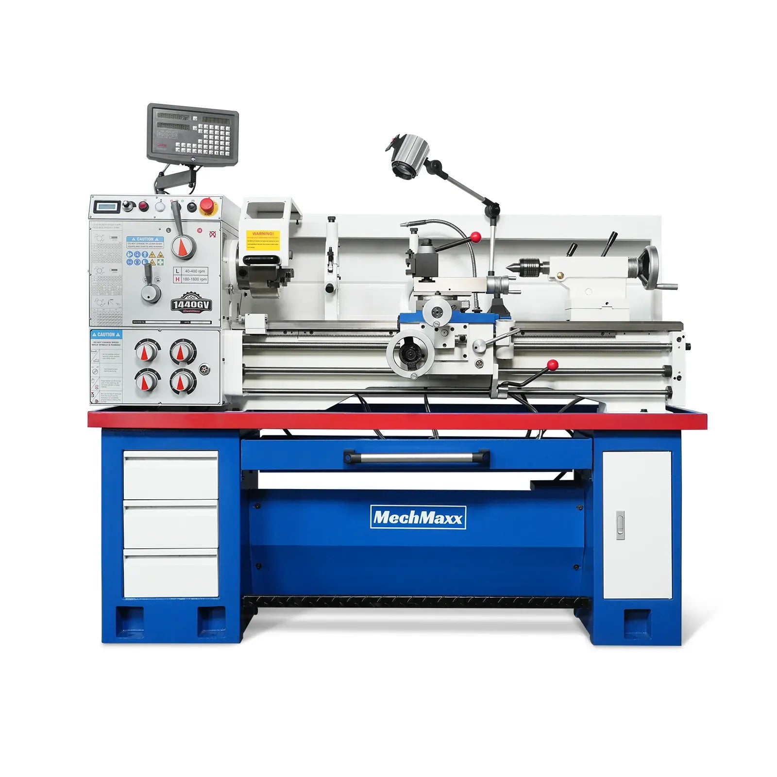 MechMaxx 14x40 Industrial Metal Lathe with Variable Speed and DRO, Model 1440GV