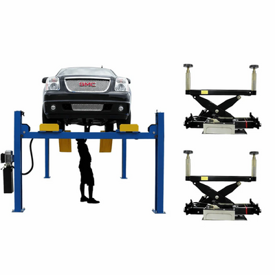 Atlas 414A 14,000 lb 4-Post Alignment Lift with RJ8 Rolling Jacks Combo