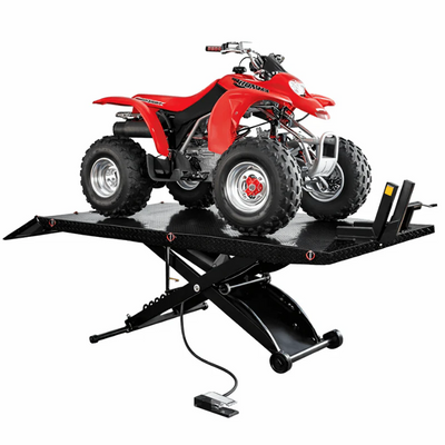 Atlas ACL XLT Air-Operated Motorcycle and ATV Lift with Side Extensions and 1,000 lb Capacity