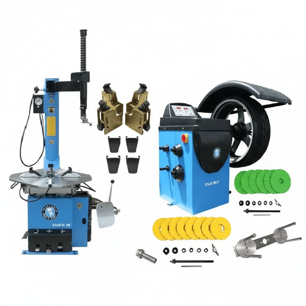 Atlas TC289 Motorcycle Tire Changer with WB11 Wheel Balancer Deluxe Combo