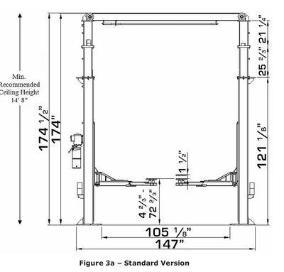 Atlas PVL15 Platinum ALI Certified 15,000 lb 2-Post Lift with Extension Kit