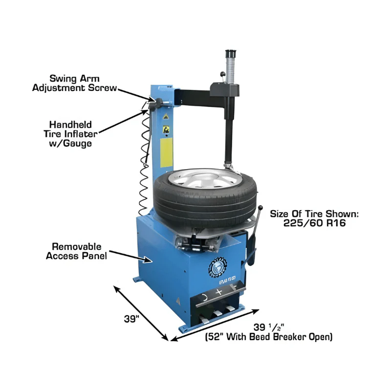 Atlas TC221 Rim Clamp Tire Changer – Swing Arm Tire Machine for Home & Light Commercial Use