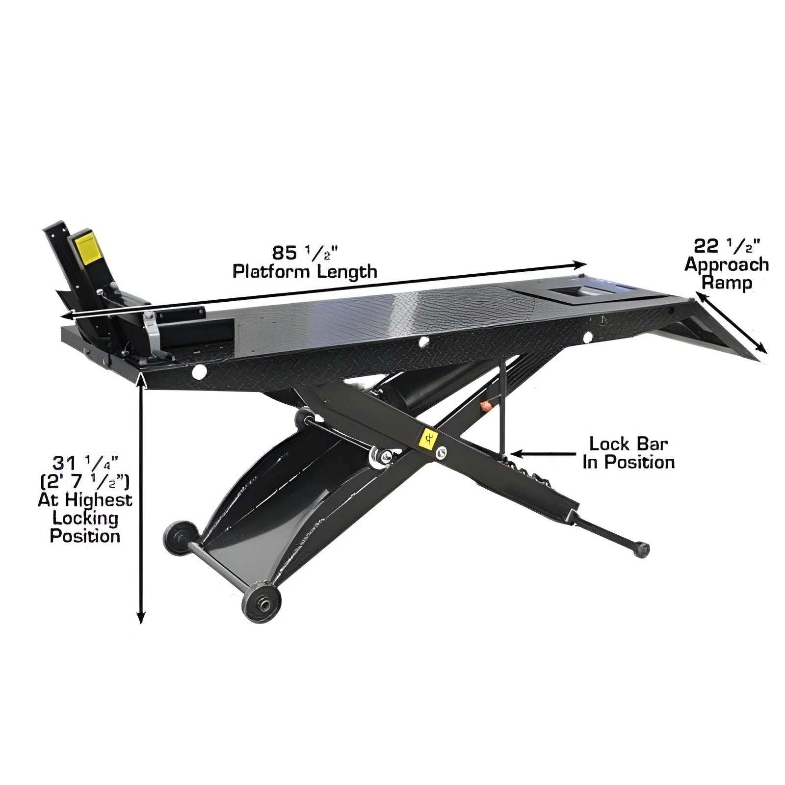 Atlas ACL Air-Operated Motorcycle Lift with Roller Plate and 1,000 lb Capacity
