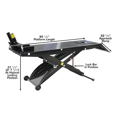 Atlas ACL Air-Operated Motorcycle Lift with Roller Plate and 1,000 lb Capacity