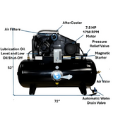 Atlas Air Force AF9P 7.5HP Air Compressor with 120-Gallon Tank and Plus Package