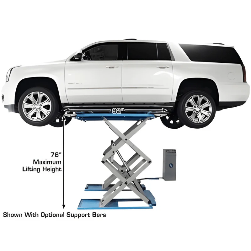 Atlas SLP9K Full-Rise Scissor Lift with 9,000 lb Capacity and Low-Profile Open Center Design