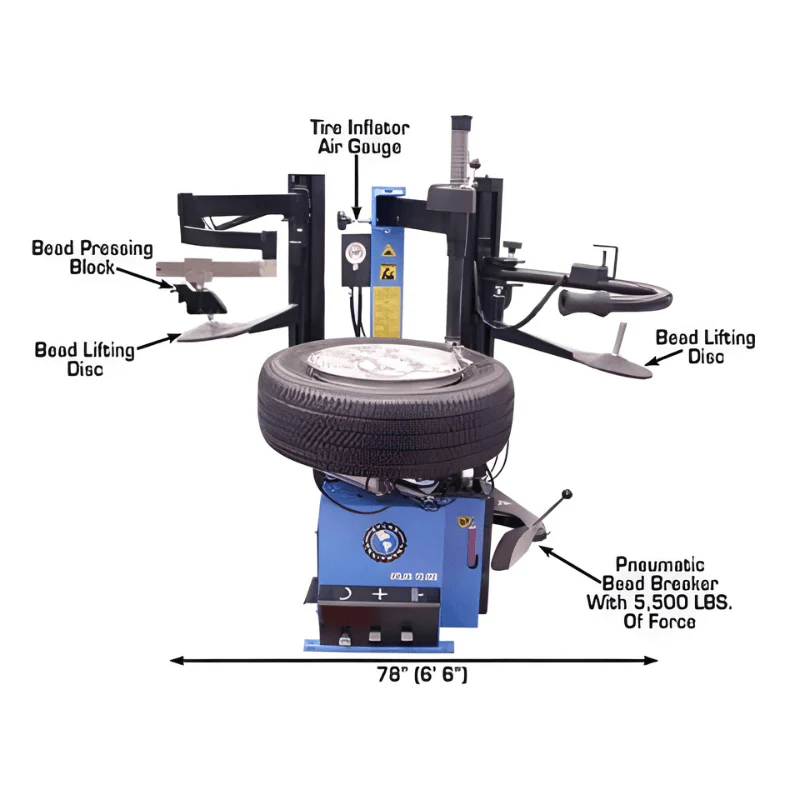 Atlas TC229DAA Rim Clamp Tire Changer with Dual Assist Arms – Commercial Grade
