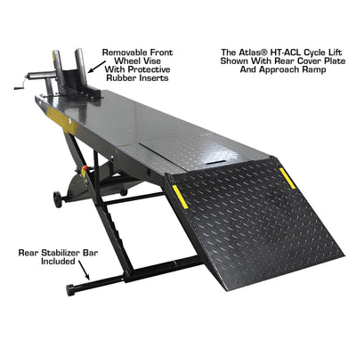 Atlas ACL Air-Operated Motorcycle Lift with Roller Plate and 1,000 lb Capacity