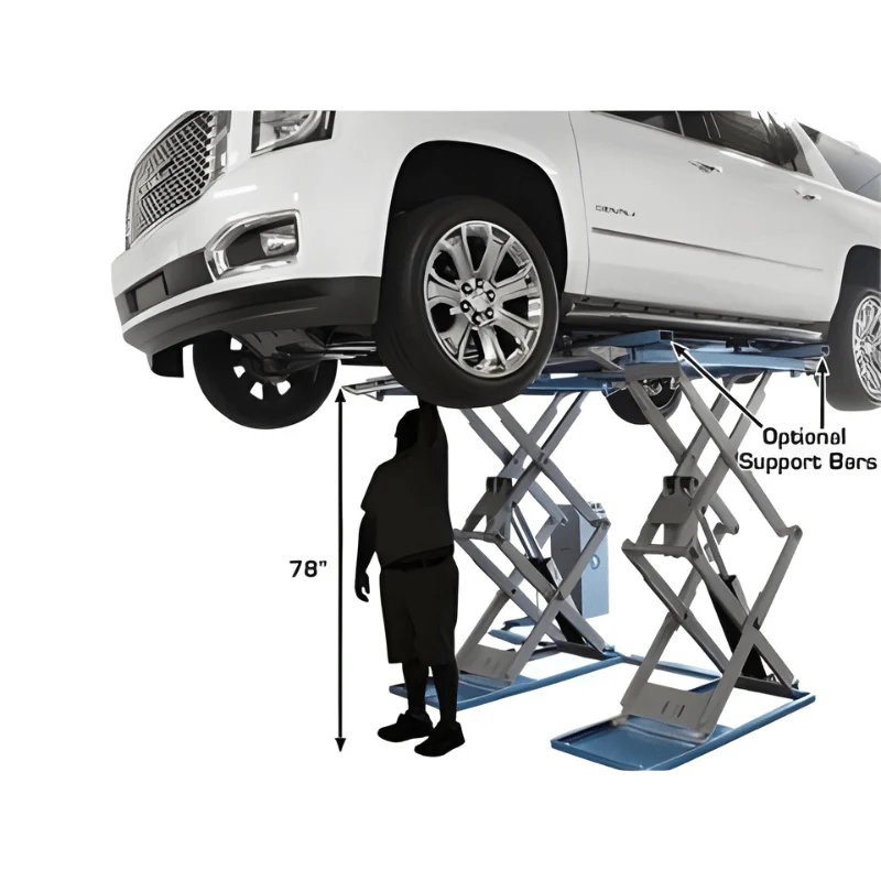 Atlas SLP9K Full-Rise Scissor Lift with 9,000 lb Capacity and Low-Profile Open Center Design