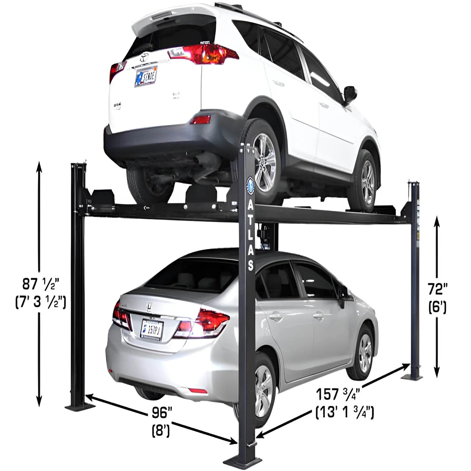 Atlas APEX 8 ALI Certified 8,000 lb 4-Post Lift – Heavy-Duty Garage Storage Lift