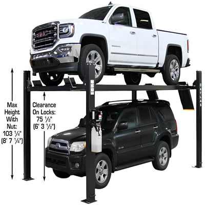 Atlas APEX9 ALI Certified 9,000 lb 4-Post Car Lift with RJ6 Rolling Bridge Jacks Combo