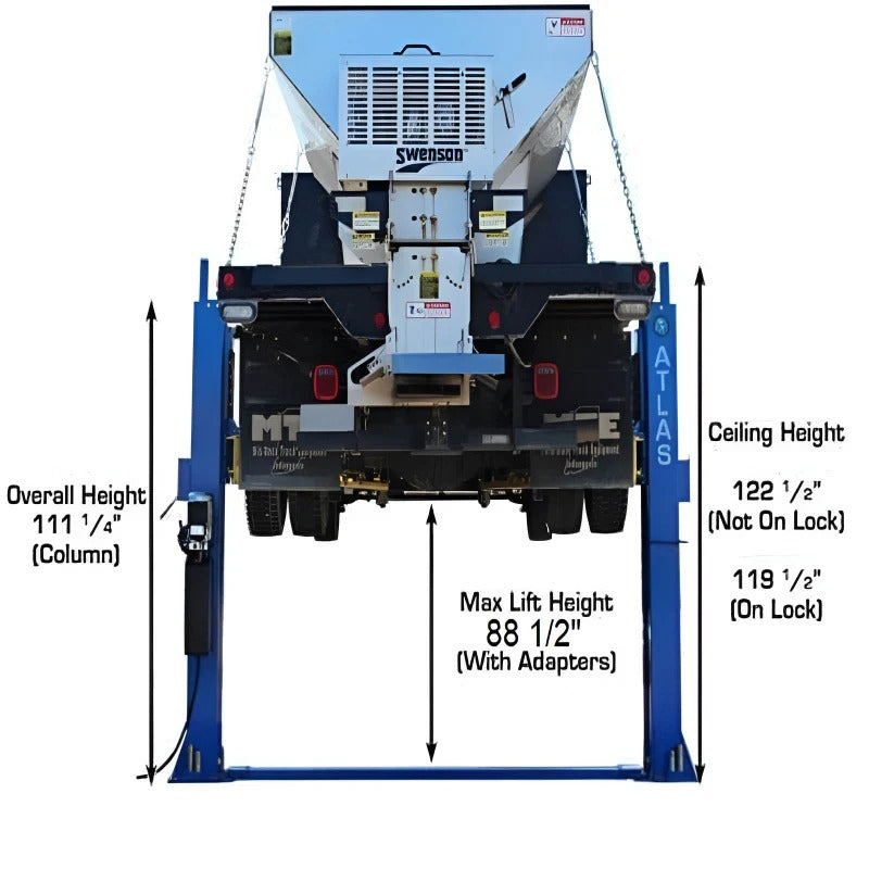 Atlas BP12000X 12,000 lb Baseplate 2-Post Lift – Heavy-Duty Low Ceiling Commercial Lift
