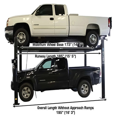 Atlas PRO8000EXT-L 8,000 lb 4-Post Lift with Dual RJ35 Sliding Bridge Jacks Combo