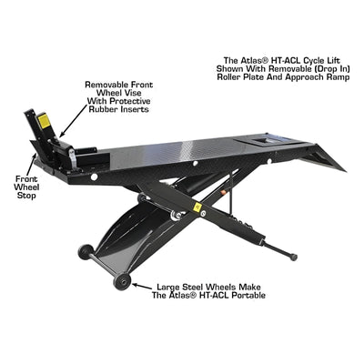 Atlas ACL Air-Operated Motorcycle Lift with Roller Plate and 1,000 lb Capacity
