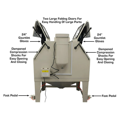 Atlas SBC1200 Extra Large Sandblast Cabinet with Dual Doors, Dual Guns, and Vacuum Dust Collection