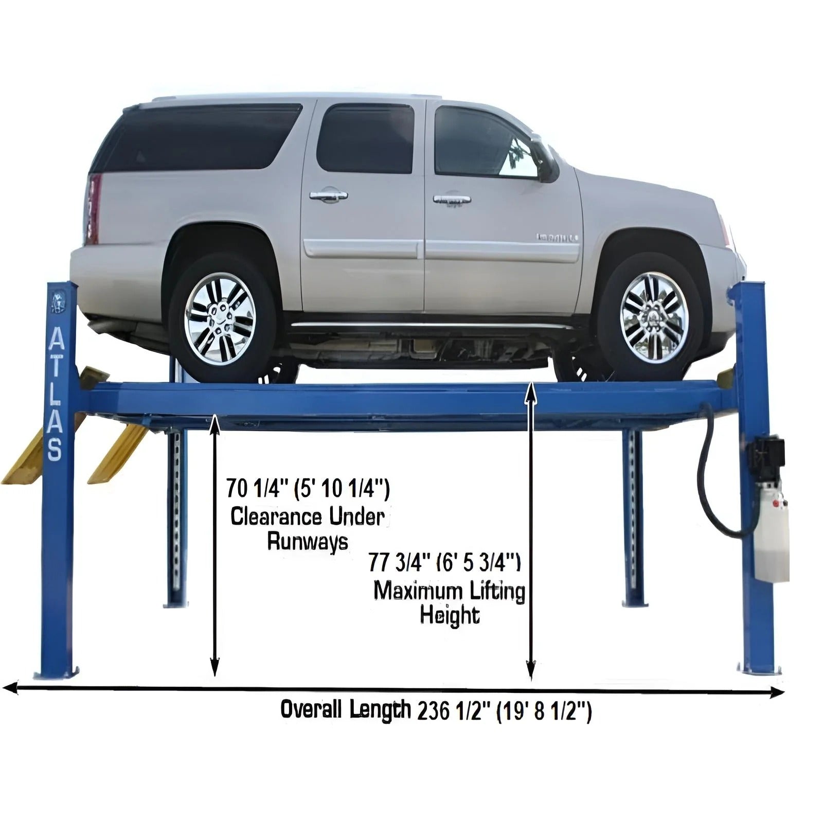 Atlas 412 Commercial 12,000 lb 4-Post Lift with RJ6 Rolling Jacks Combo