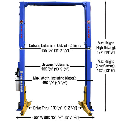 Atlas PVL12 ALI Certified 12,000 lb Overhead 2-Post Lift