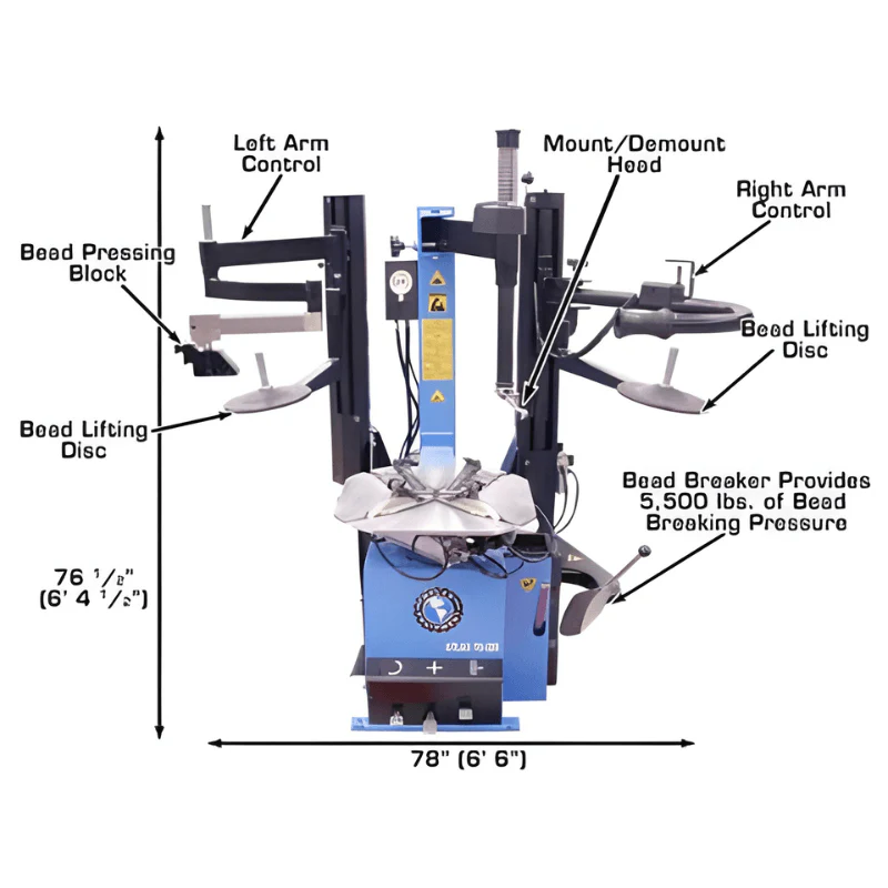 Atlas TC229DAA Rim Clamp Tire Changer with Dual Assist Arms – Commercial Grade