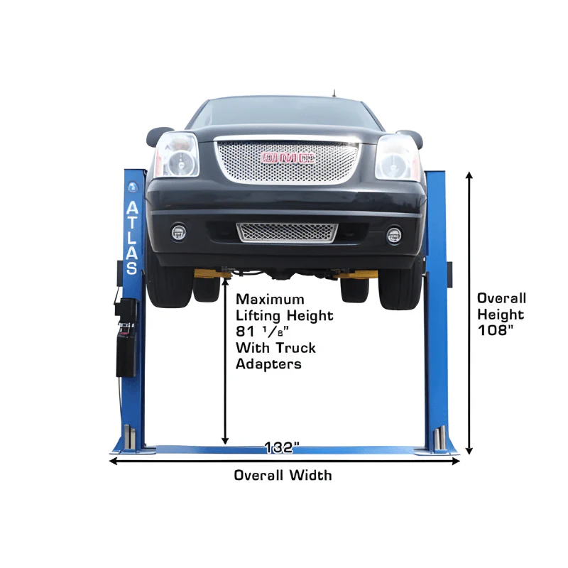 Atlas BP8000 8,000 lb Baseplate 2-Post Lift – Low Ceiling Garage Solution
