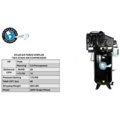 Atlas Air Force AF8P 5HP 80-Gallon Air Compressor with Plus Package