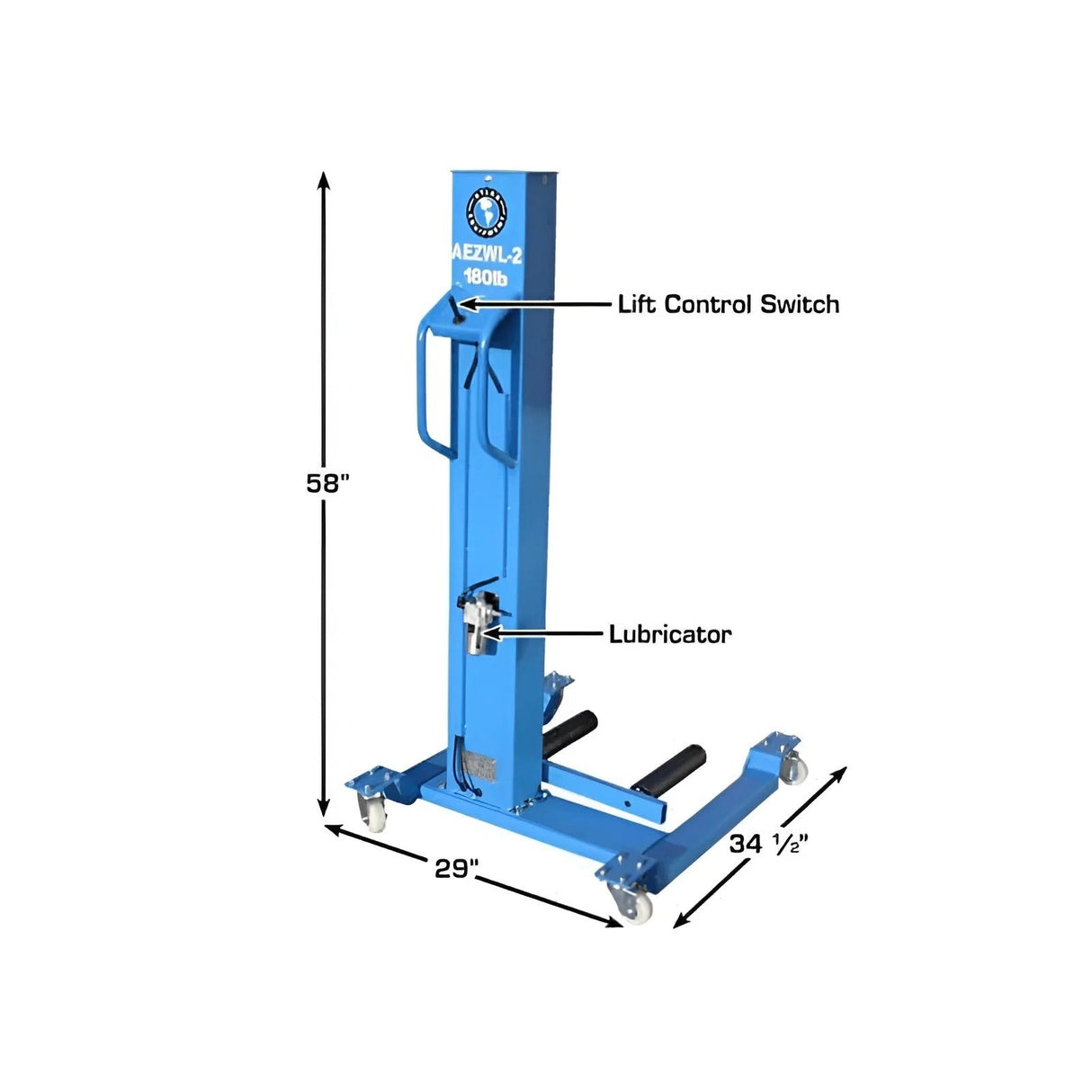 Atlas AEZWL-2 Offset Pneumatic Portable Wheel Lift 180 lb Capacity