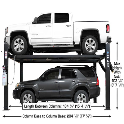 Atlas APEX9 ALI Certified 9,000 lb 4-Post Car Lift with RJ6 Rolling Bridge Jacks Combo
