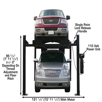 Atlas PRO9000 9,000 lb 4-Post Lift with Dual RJ35 Sliding Jacks – Garage Combo