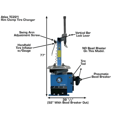 Atlas TC221 Tire Changer and WB11 Motorcycle Wheel Balancer Combo Package with Adapters