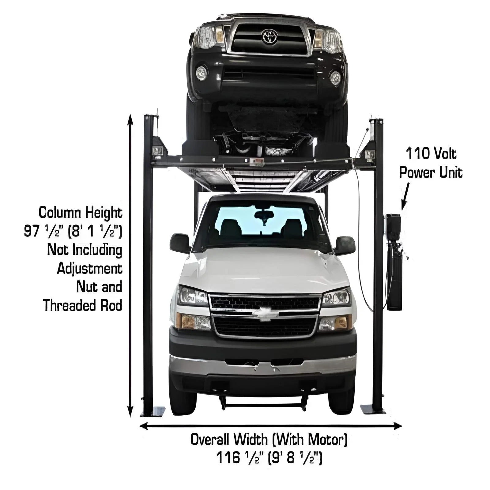 Atlas PRO8000EXT-L 8,000 lb 4-Post Lift with Dual RJ35 Sliding Bridge Jacks Combo
