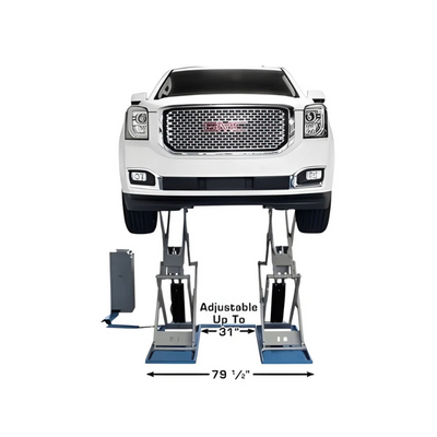 Atlas SLP9K Full-Rise Scissor Lift with 9,000 lb Capacity and Low-Profile Open Center Design