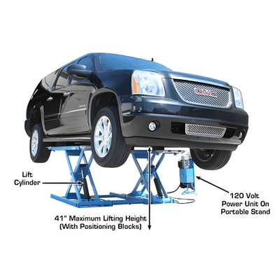 Atlas 7K Kwik-Bay Portable Mid-Rise Scissor Lift with 7,000 lb Capacity and Open Center Design