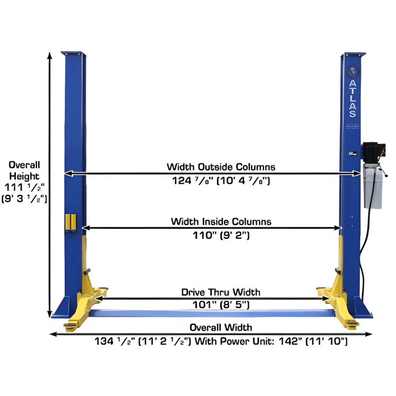 Atlas 9KBPX 9,000 lb Baseplate 2-Post Vehicle Lift
