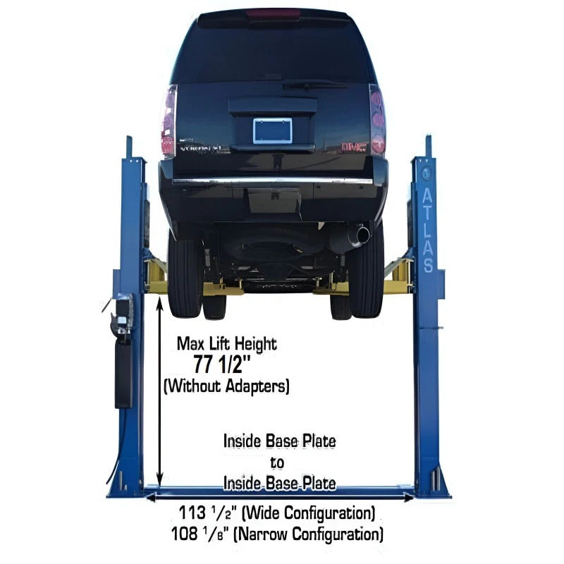 Atlas BP12000X 12,000 lb Baseplate 2-Post Lift – Heavy-Duty Low Ceiling Commercial Lift