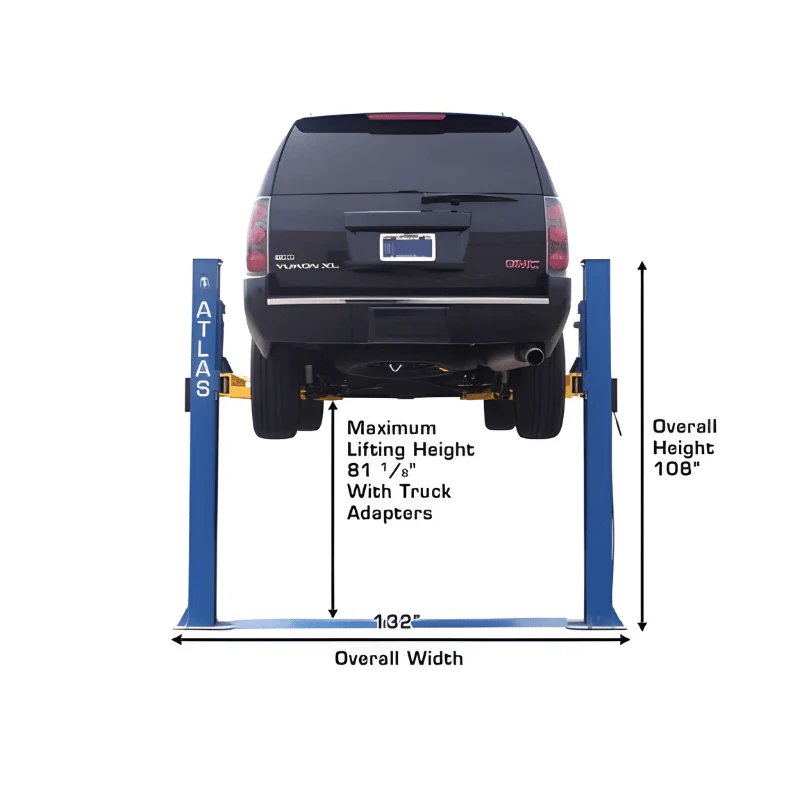 Atlas BP8000 8,000 lb Baseplate 2-Post Lift – Low Ceiling Garage Solution
