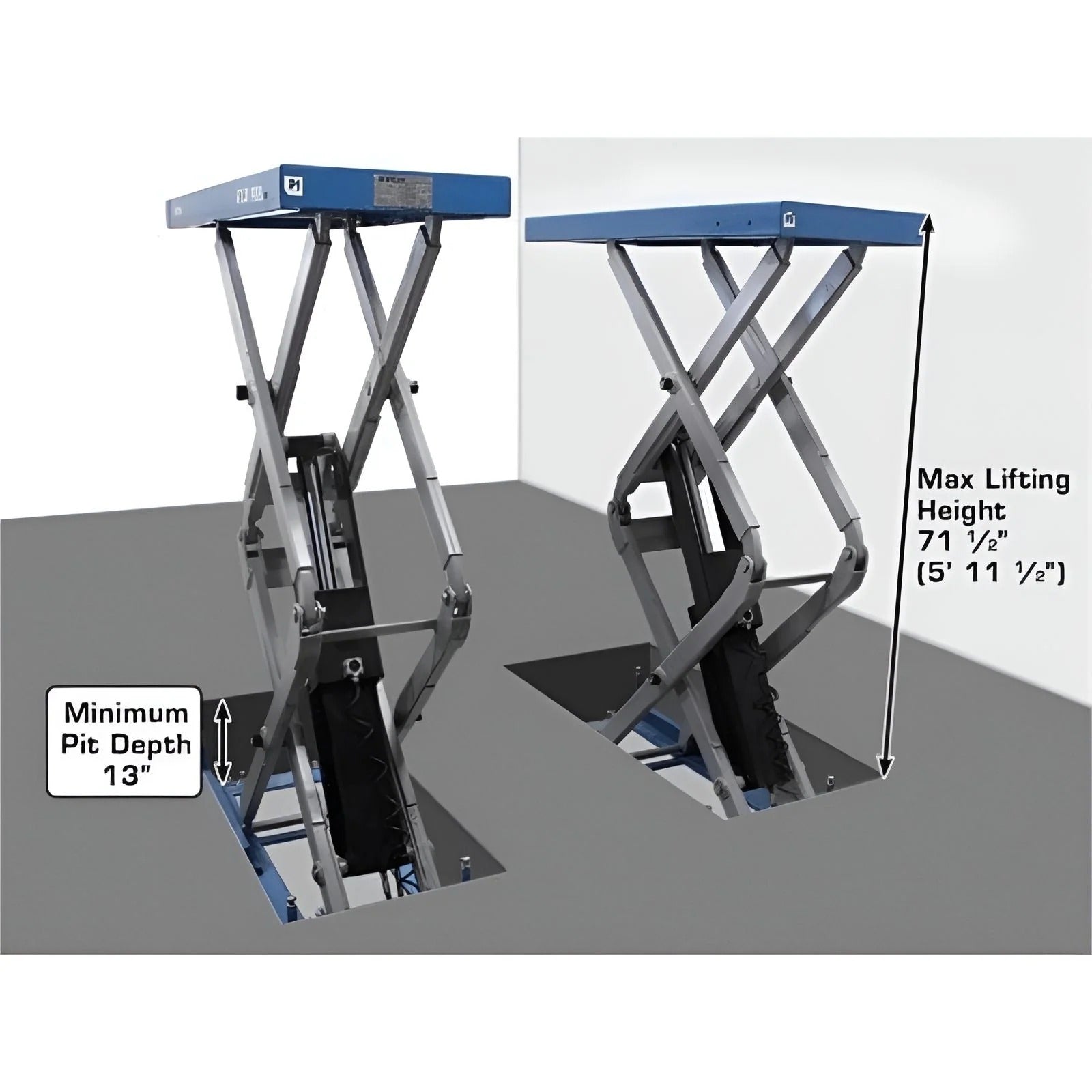 Atlas FM9SL In-Ground Full-Rise Scissor Lift with 9,000 lb Capacity and Flush-Mount Design