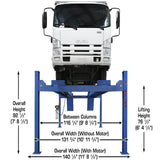 Atlas Platinum PVL14 ALI Certified 14000 lb 4-Post Lift Combo with RJ7000 Rolling Jacks