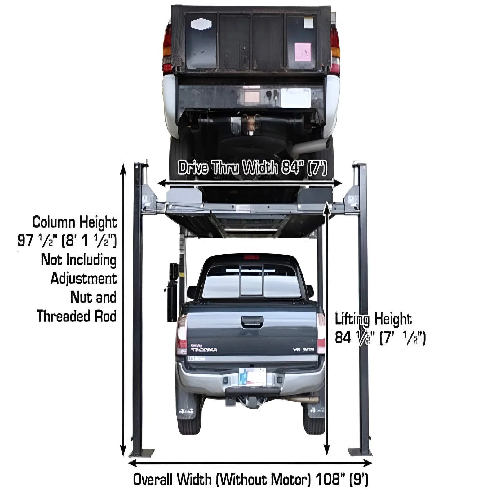 Atlas PRO8000EXT-L 8,000 lb 4-Post Lift with Dual RJ35 Sliding Bridge Jacks Combo