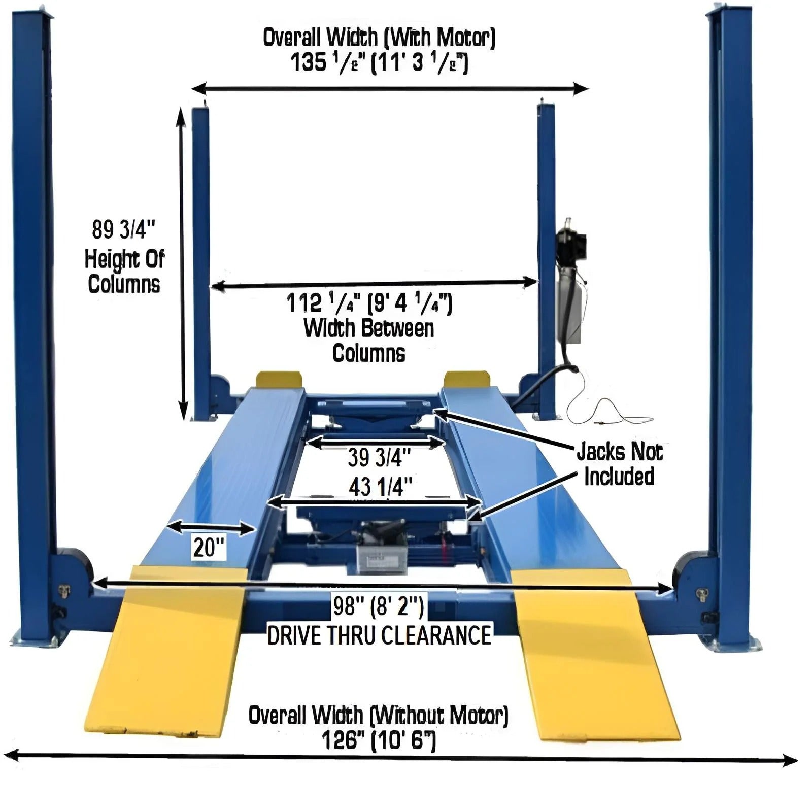 Atlas 412 Commercial 12,000 lb 4-Post Lift with RJ6 Rolling Jacks Combo