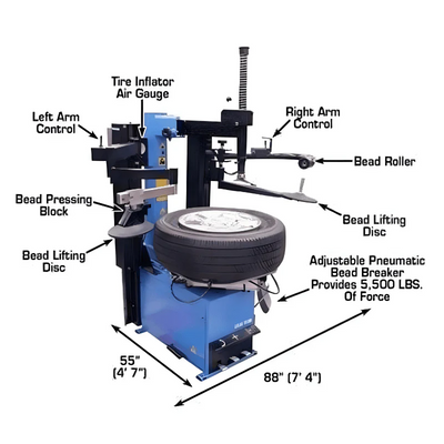 Atlas TC289DAA Rim Clamp Tire Changer & WB11 Wheel Balancer Combo – Commercial Grade Package
