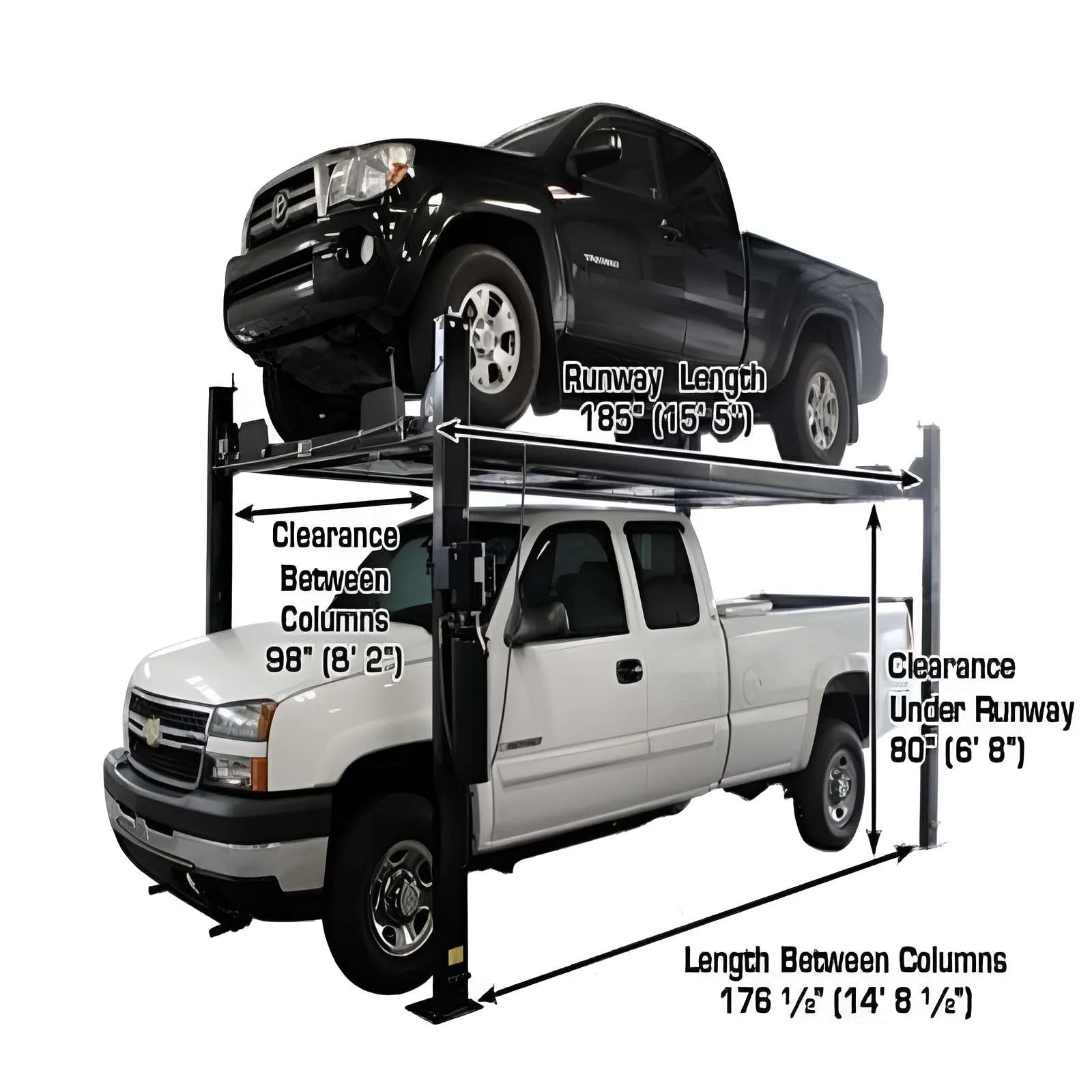 Atlas PRO8000EXT-L 8,000 lb 4-Post Lift with Dual RJ35 Sliding Bridge Jacks Combo