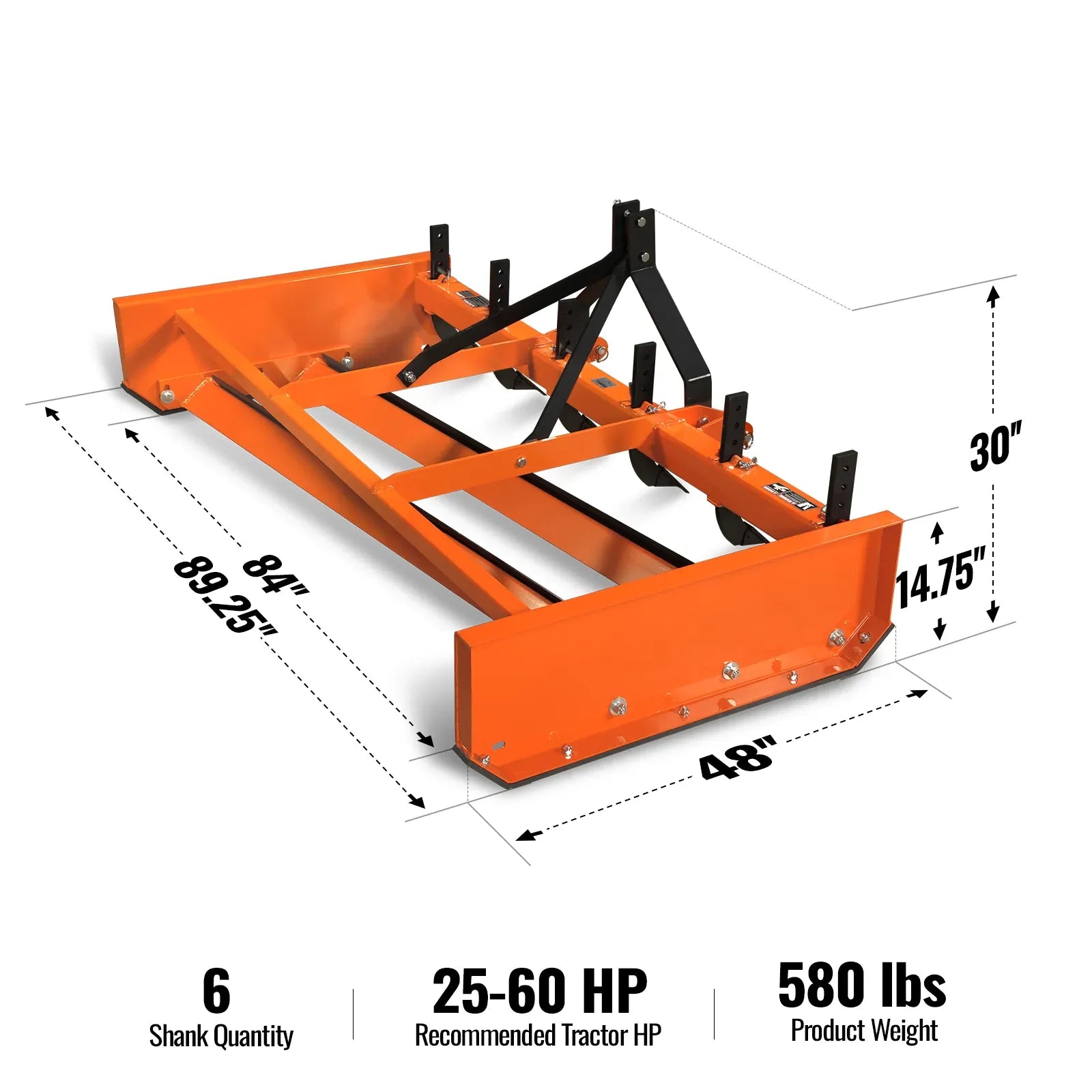 MechMaxx 84" Heavy Duty Land Leveler with Shanks, 3-Point Hitch, Model LP84