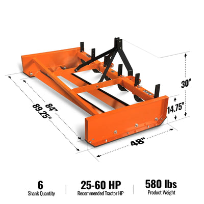 MechMaxx 84" Heavy Duty Land Leveler with Shanks, 3-Point Hitch, Model LP84
