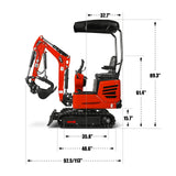 MechMaxx Mini Compact Excavator with HONDA GX390 Engine, 65.7" Max Digging Depth, 2280 lb Operating Weight, Model MEC10