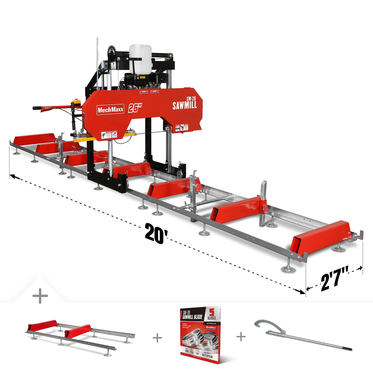 MechMaxx SM-26 26-Inch Portable Sawmill Kohler Engine