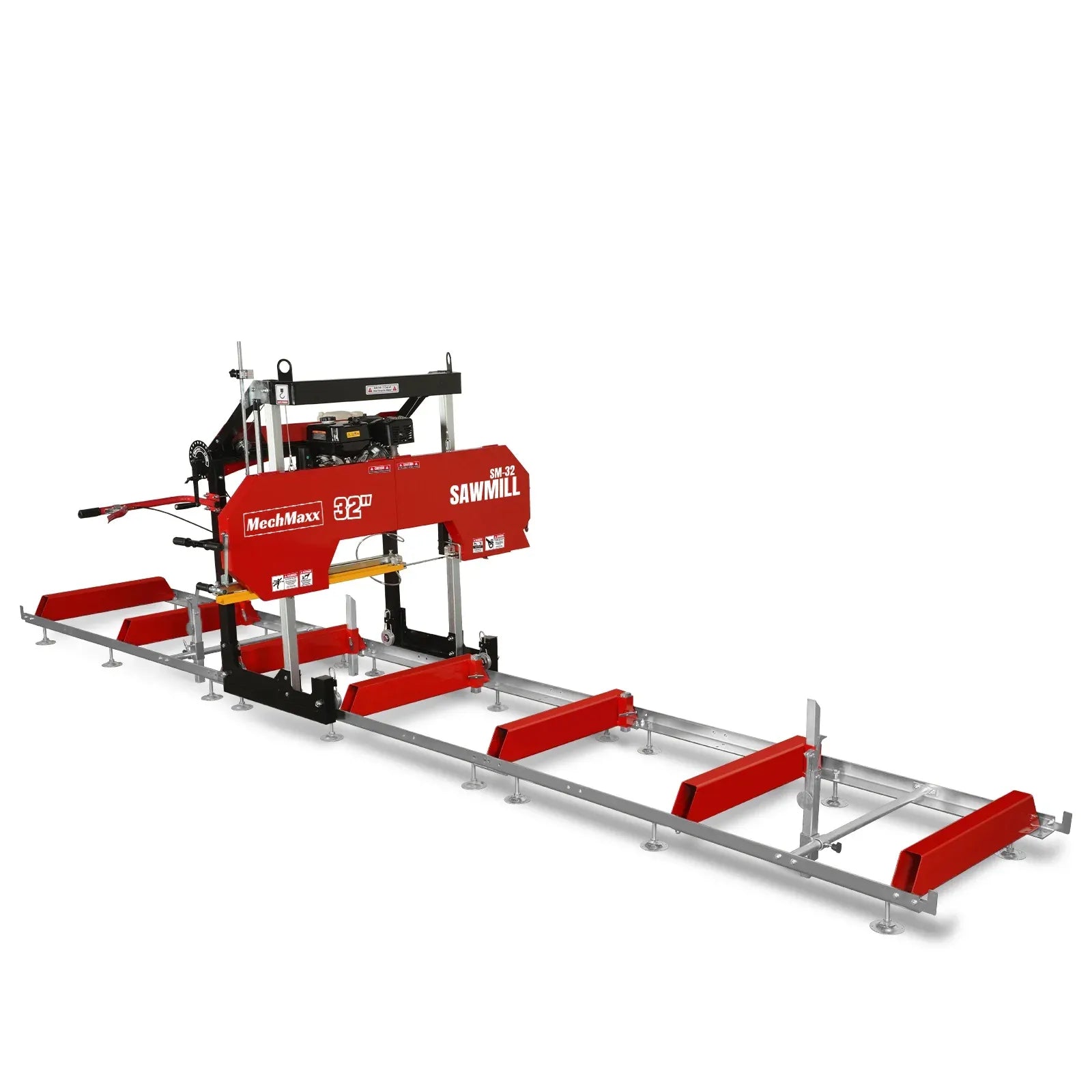 MechMaxx 32" Portable Sawmill with 15HP 459cc Engine, 26.5" Board Width, 20' Track Length with Extension and 5 Blades Included, Model SM-32
