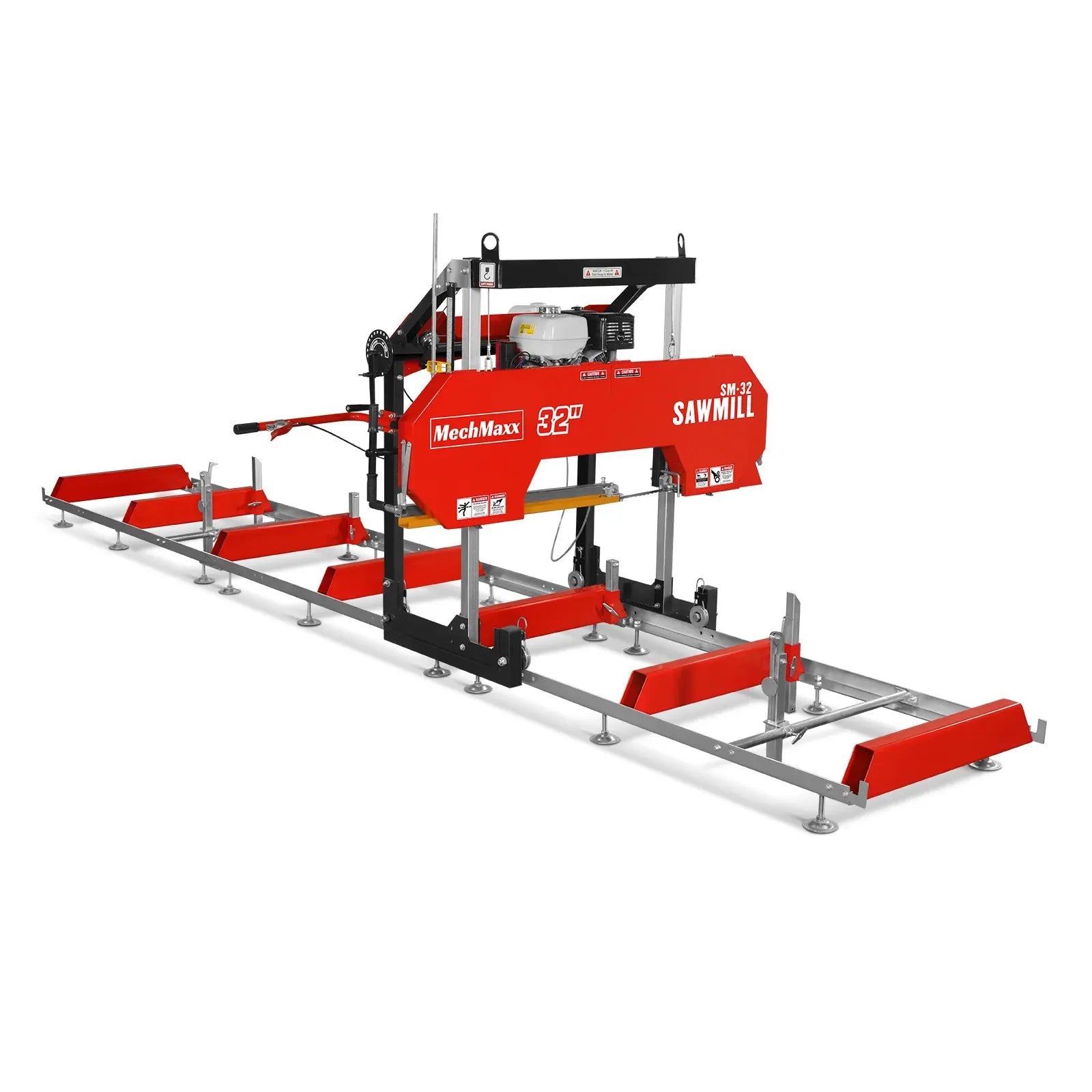 MechMaxx 32" Portable Sawmill with HONDA GX390 Engine, 20' Track Length with Extension and 5 Blades Included, Model SM-32
