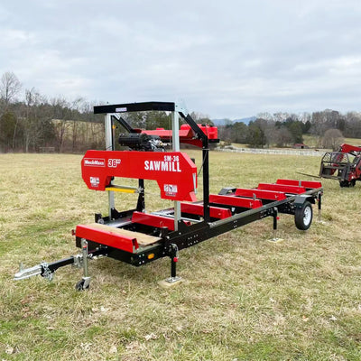MechMaxx 36" MAX Portable Sawmill with 25HP 750cc ZONSEN V-Twin Engine, 35" Board Width, 20' Track Length with 10 Blades Included, Model SM-36MAX