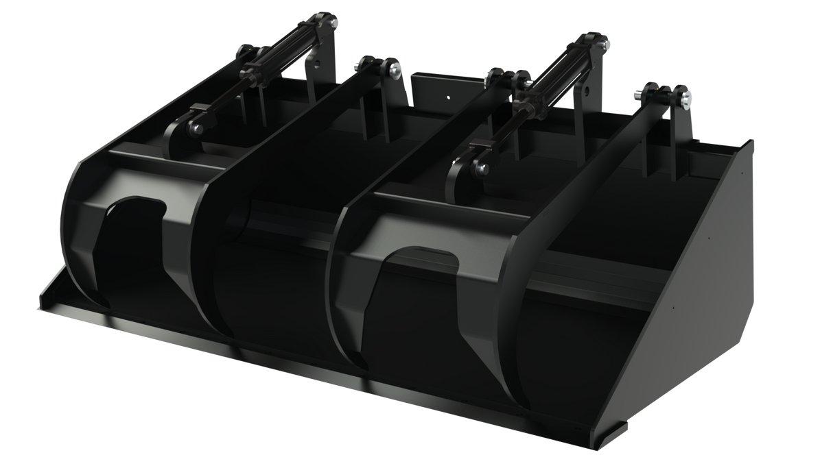 Top Dog Attachments 60" Low Profile Dirt Bucket with Grapple for Skid Steers